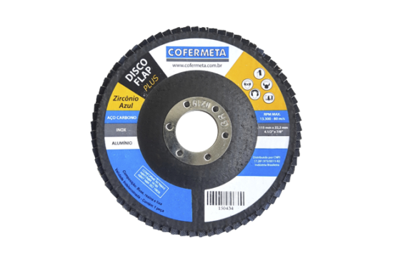 Disco Flap 4.1/2'' Grão 40 Fibra Conico Zirconio Plus 72 Aletas - COFERMETA